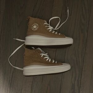 Converse High-Top Sneakers in Brown and White